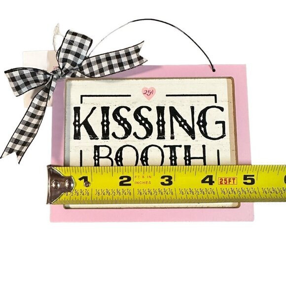 Valentines Day Mini Sign Pink Kissing Booth Farmhouse Tiered Tray Decor Holiday - Picture 6 of 11